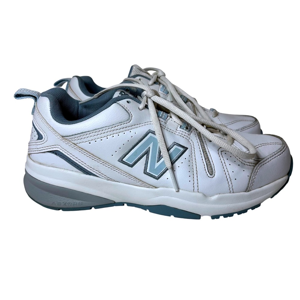New Balance 608 V5 Womens 7.5 White Blue Leather Cross Training Shoes WX608WB5